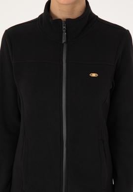 Kadın Siyah Fermuarlı Dik Yaka Polar Sweatshirt - 50316729007