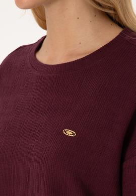 Kadın Bordo Bisiklet Yaka Sweatshirt - 50309454016