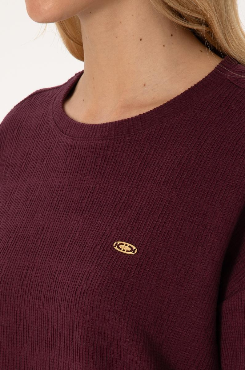 Kadın Bordo Bisiklet Yaka Sweatshirt