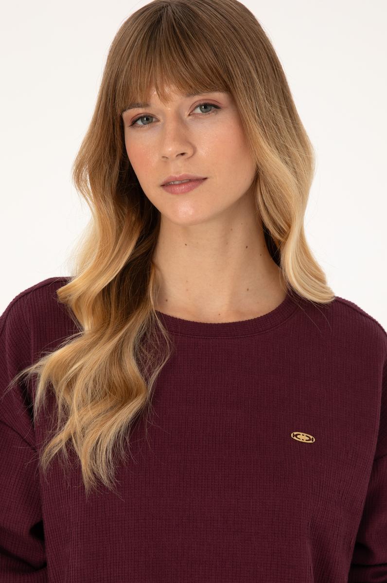 Kadın Bordo Bisiklet Yaka Sweatshirt