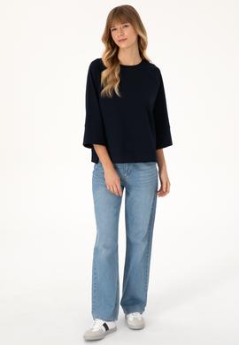 Kadın Lacivert Bisiklet Yaka Sweatshirt - 50307782013