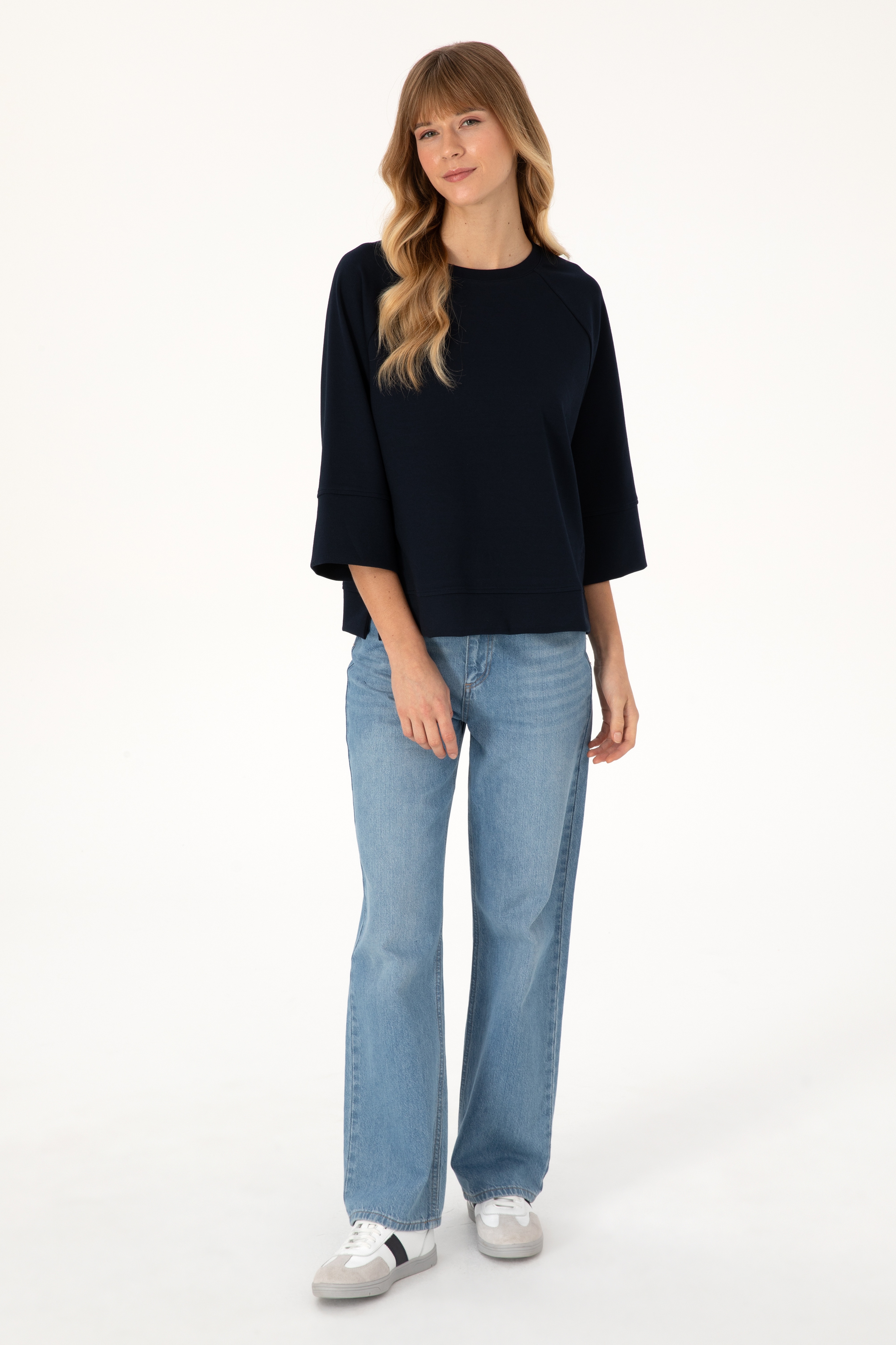 Kadın Lacivert Bisiklet Yaka Sweatshirt