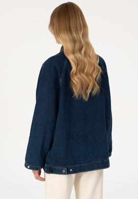 Kadın Koyu Mavi Jean Gömlek Ceket - 50309434020