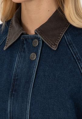Kadın Koyu Mavi Jean Gömlek Ceket - 50309434020