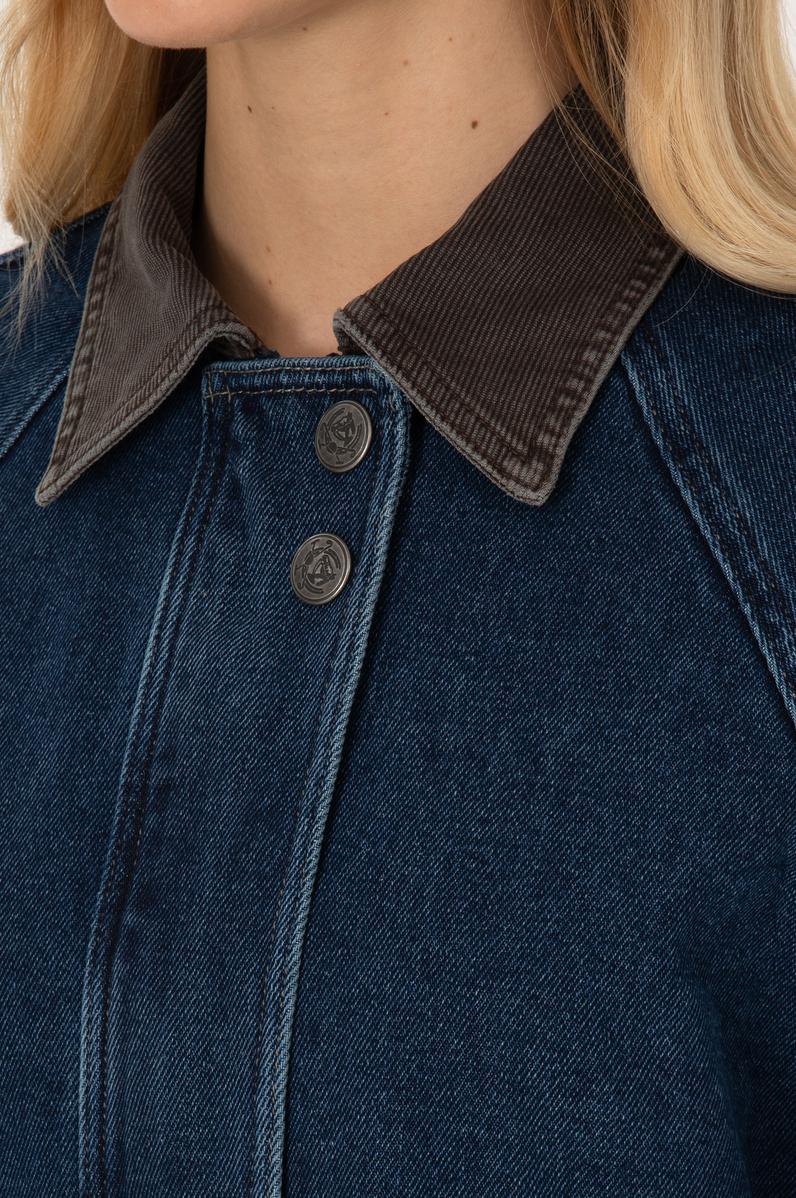 Kadın Koyu Mavi Jean Gömlek Ceket