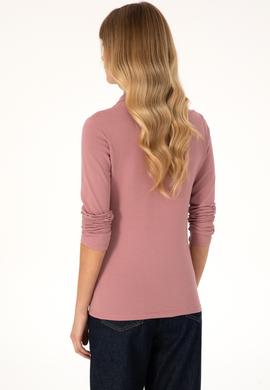 Kadın Gül Kurusu Basic Polo Yaka Sweatshirt - 50317627037