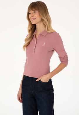 Kadın Gül Kurusu Basic Polo Yaka Sweatshirt - 50317627037