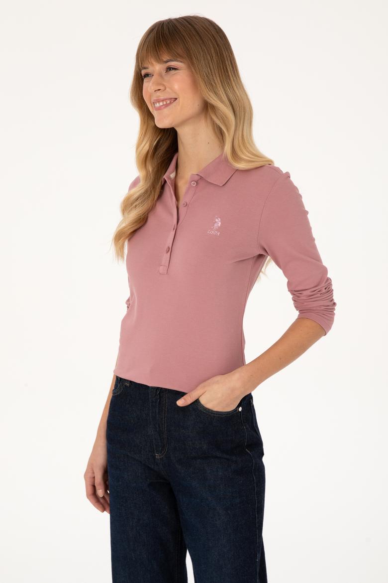 Kadın Gül Kurusu Basic Polo Yaka Sweatshirt - 50317627037