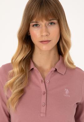 Kadın Gül Kurusu Basic Polo Yaka Sweatshirt - 50317627037