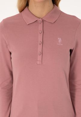 Kadın Gül Kurusu Basic Polo Yaka Sweatshirt - 50317627037