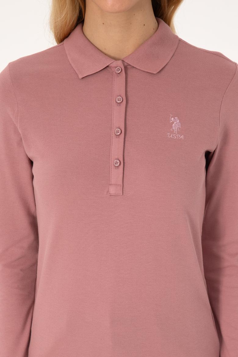 Kadın Gül Kurusu Basic Polo Yaka Sweatshirt - 50317627037