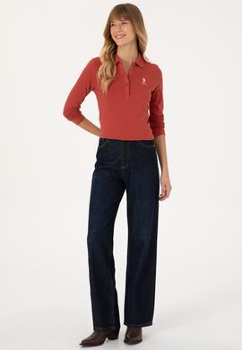 Kadın Kiremit Basic Polo Yaka Sweatshirt - 50317627013