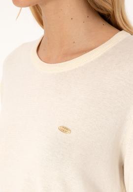 Kadın Ekru Bisiklet Yaka Basic Kazak - 50313579048