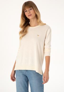 Kadın Ekru Bisiklet Yaka Basic Kazak - 50313579048