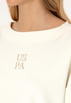 Kadın Krem Kısa Kollu Bisiklet Yaka Sweatshirt - 50309473004