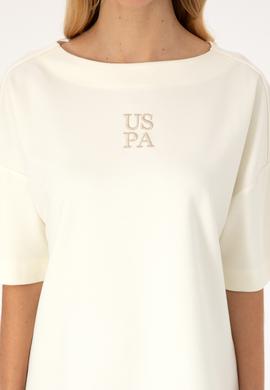 Kadın Krem Kısa Kollu Bisiklet Yaka Sweatshirt - 50309473004