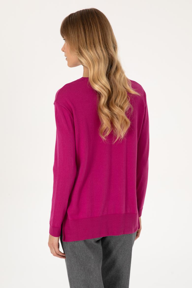 Kadın Pembe Bisiklet Yaka Basic Kazak - 50313579062