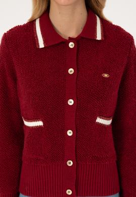 Kadın Koyu Frambuaz Triko Hırka - 50315553023