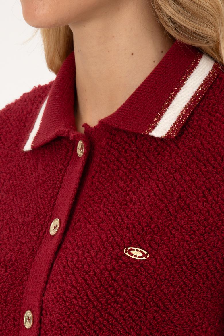 Kadın Koyu Frambuaz Triko Hırka - 50315553023