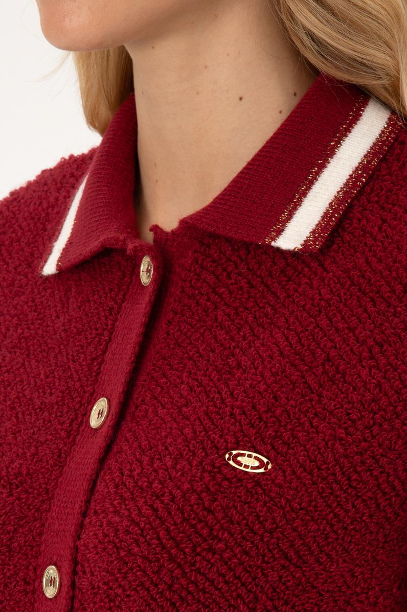 Kadın Koyu Frambuaz Triko Hırka