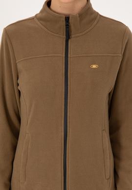 Kadın Haki Fermuarlı Dik Yaka Polar Sweatshirt - 50316729054