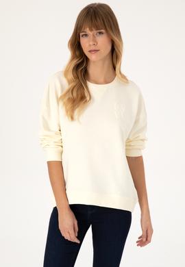 Kadın Krem Bisiklet Yaka Sweatshirt - 50307787020