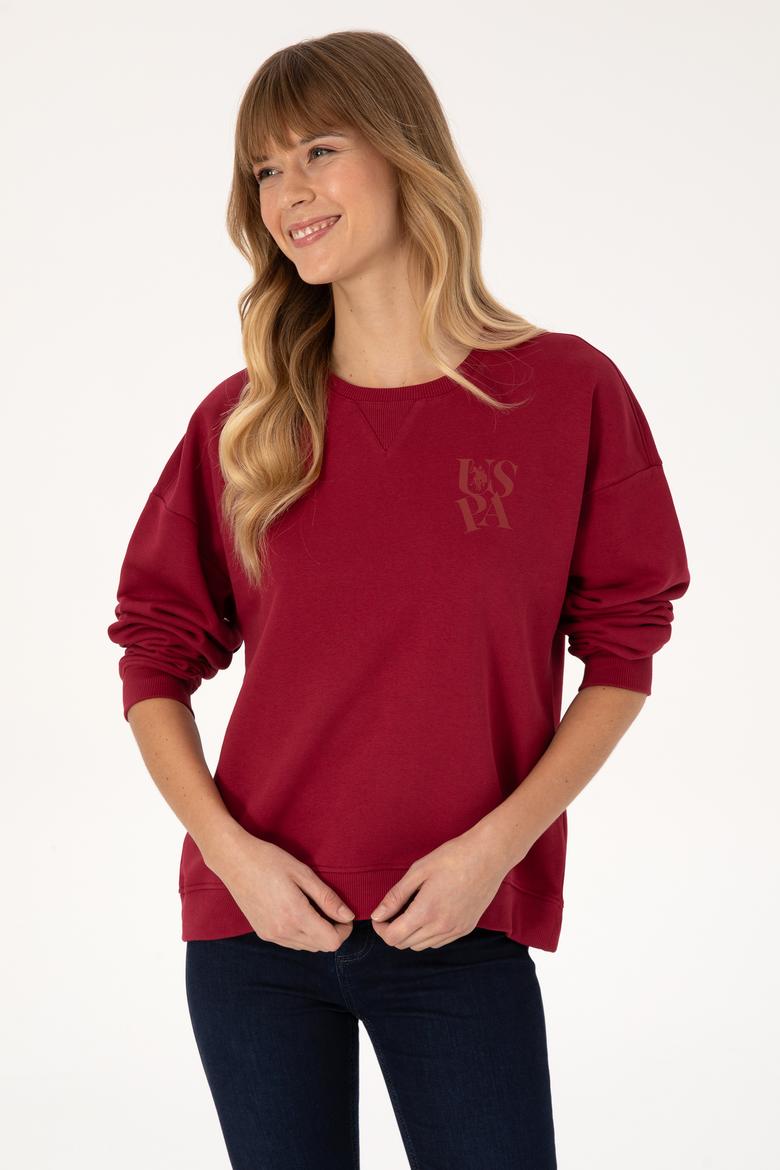 Kadın Koyu Frambuaz Bisiklet Yaka Sweatshirt - 50307787015