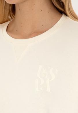 Kadın Krem Bisiklet Yaka Sweatshirt - 50307787020