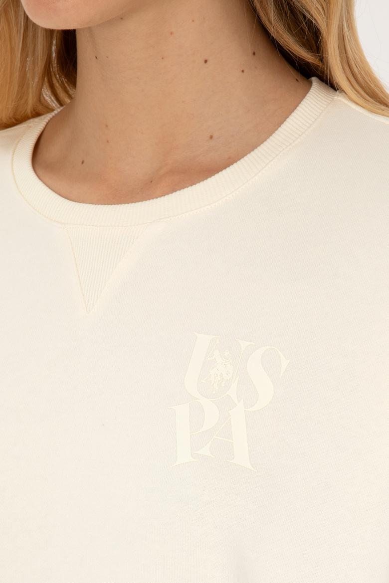 Kadın Krem Bisiklet Yaka Sweatshirt - 50307787020