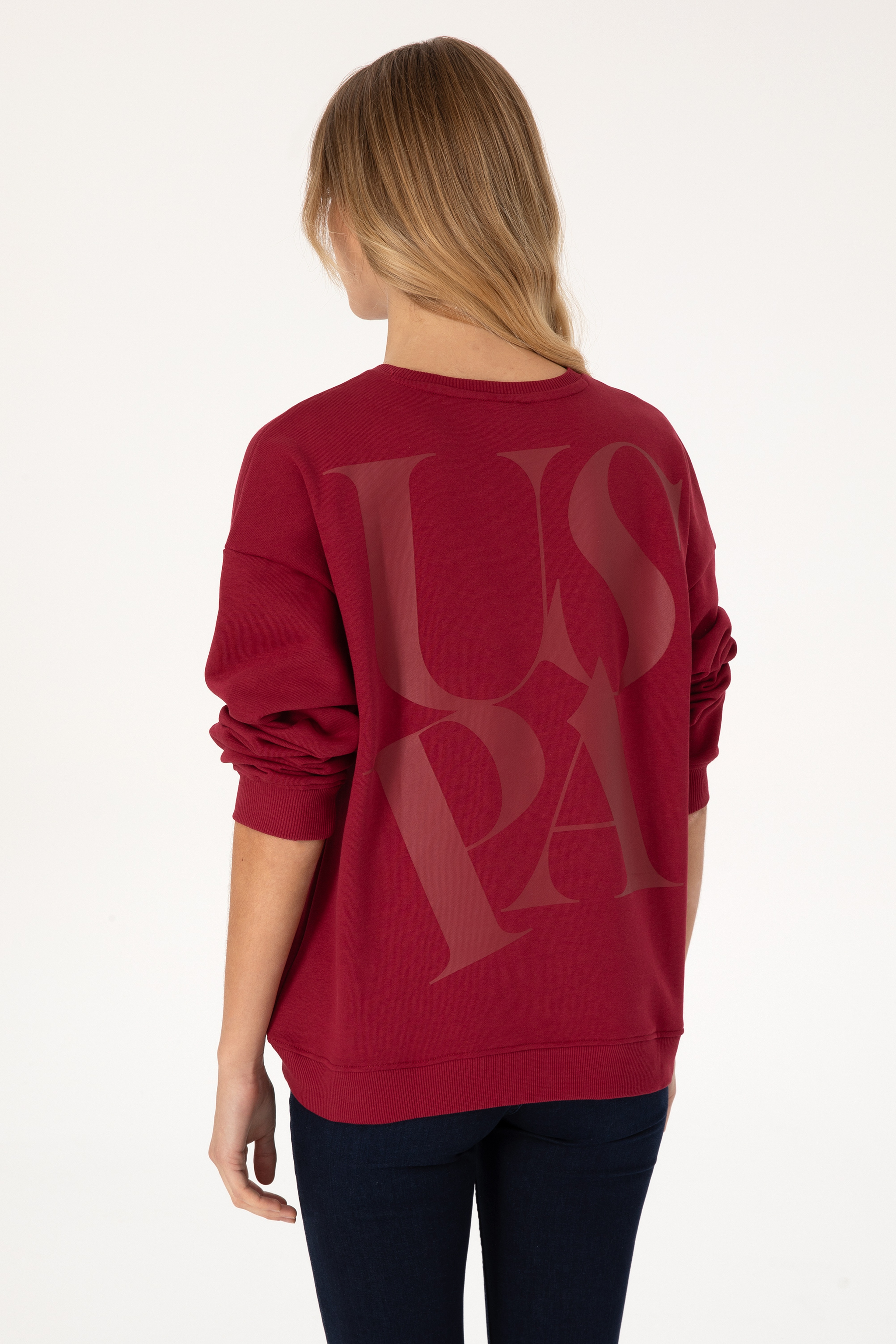 Kadın Koyu Frambuaz Bisiklet Yaka Sweatshirt - Image 5