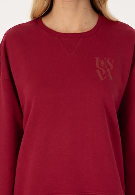 Kadın Koyu Frambuaz Bisiklet Yaka Sweatshirt - 50307787015