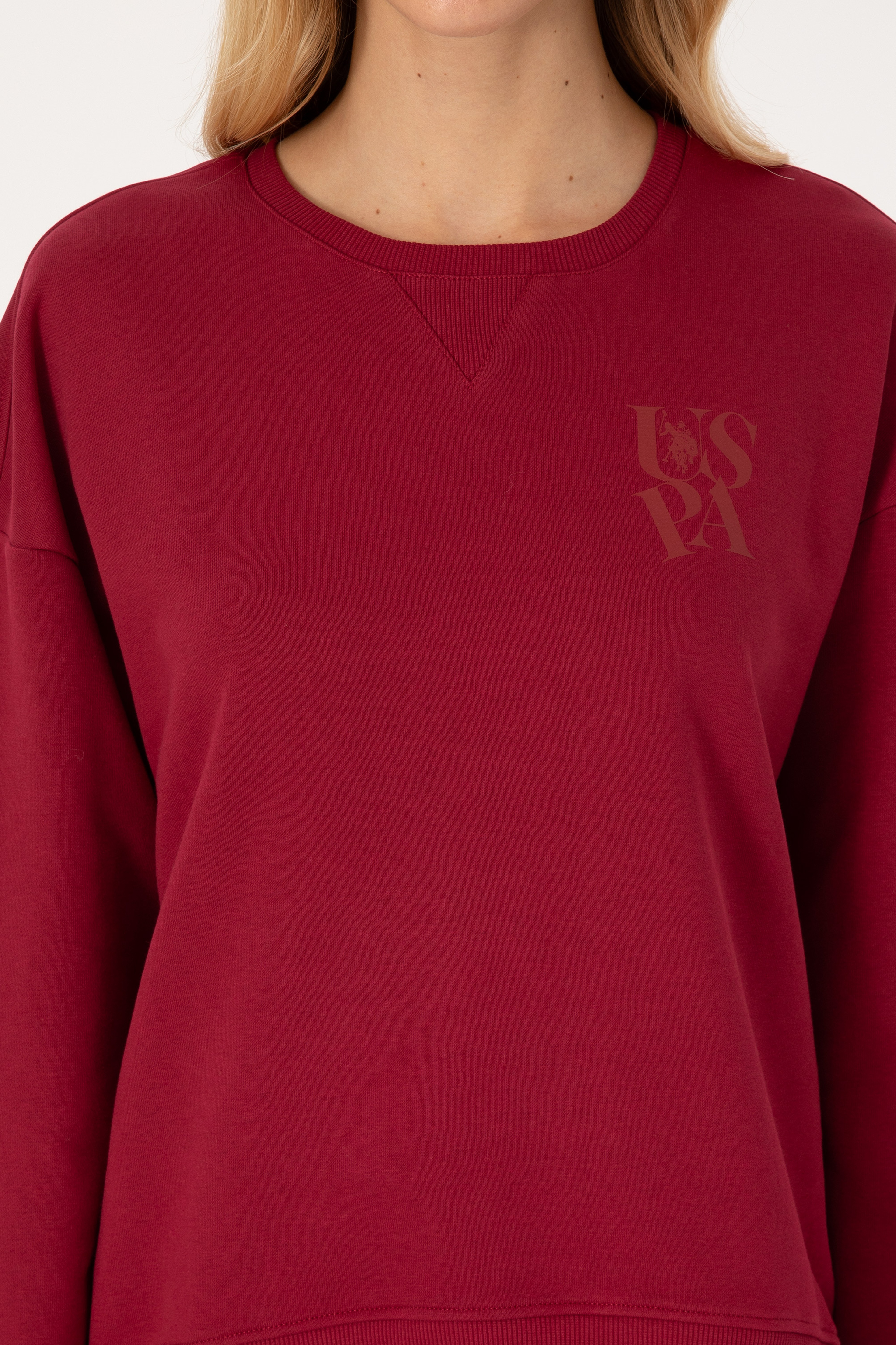 Kadın Koyu Frambuaz Bisiklet Yaka Sweatshirt - Image 6