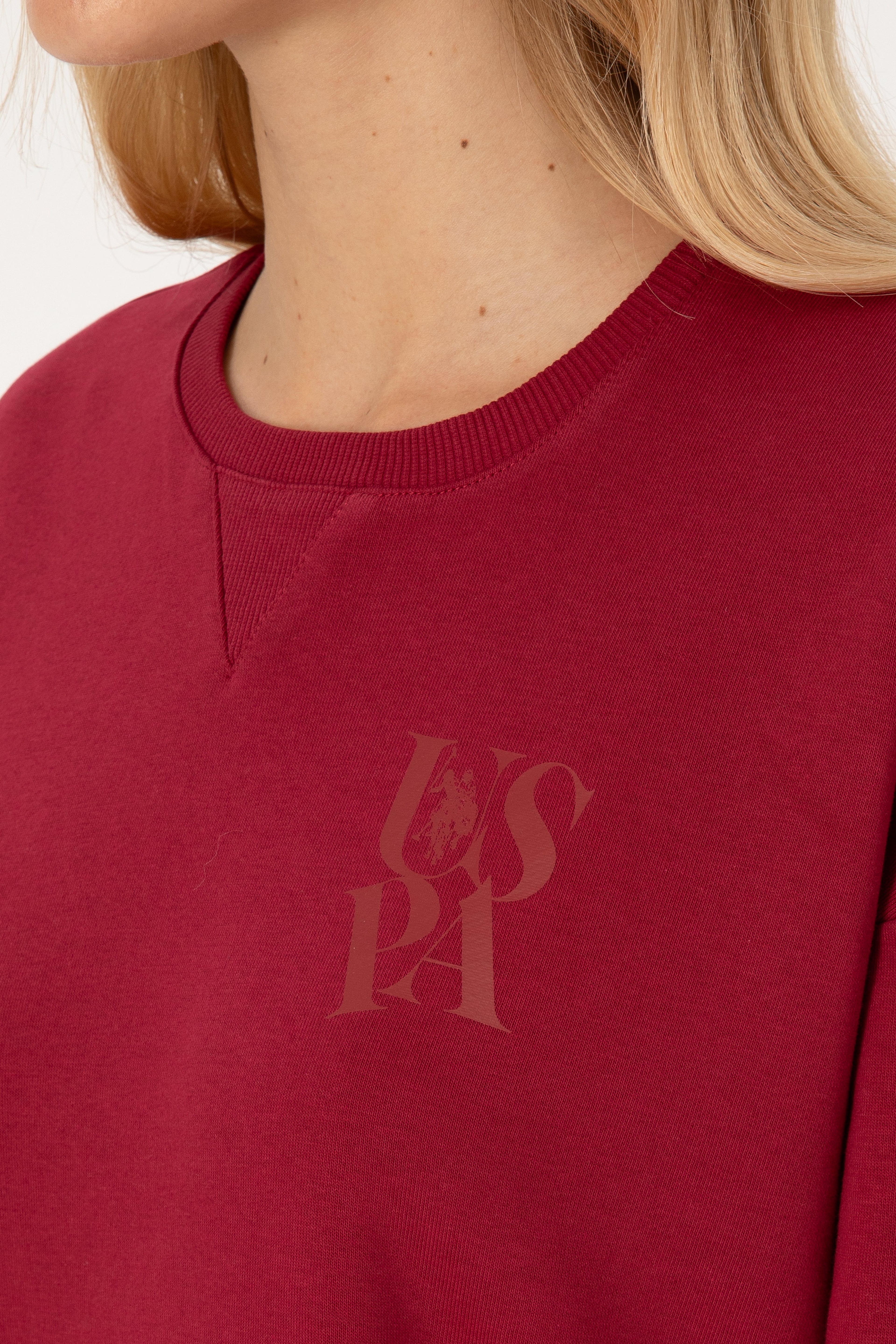 Kadın Koyu Frambuaz Bisiklet Yaka Sweatshirt