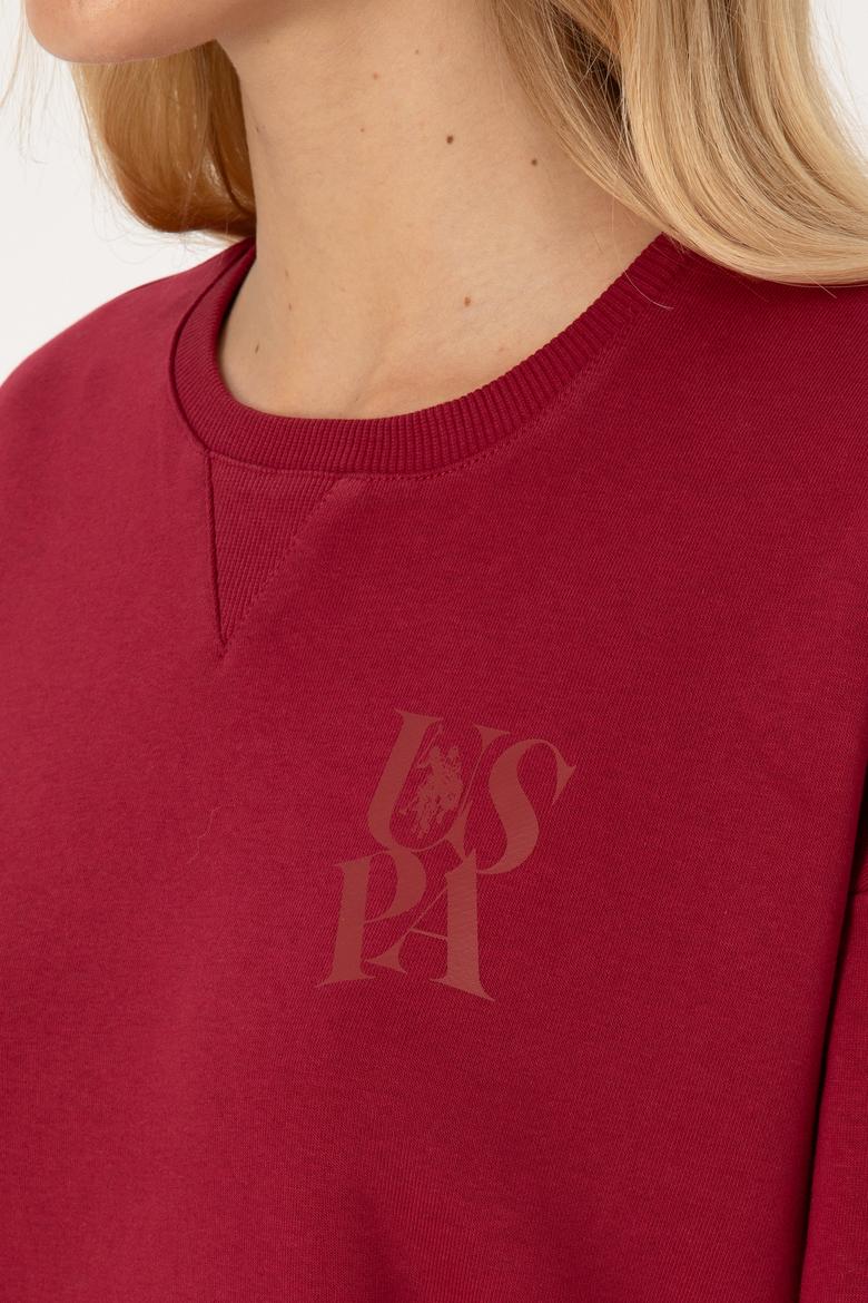 Kadın Koyu Frambuaz Bisiklet Yaka Sweatshirt - 50307787015