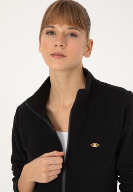 Kadın Siyah Fermuarlı Dik Yaka Polar Sweatshirt - 50316729007