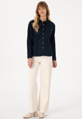 Kadın Lacivert Uzun Kollu Gömlek - 50316377020