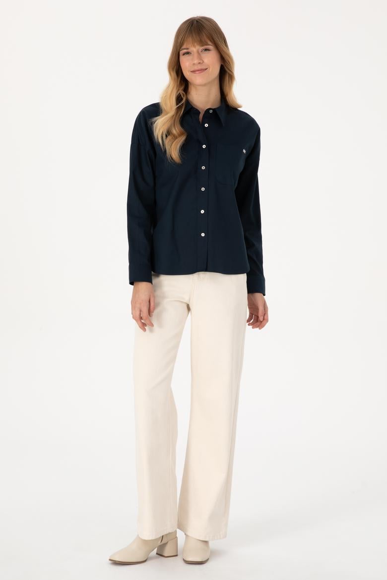 Kadın Lacivert Uzun Kollu Gömlek - 50316377020