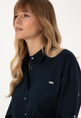 Kadın Lacivert Uzun Kollu Gömlek - 50316377020