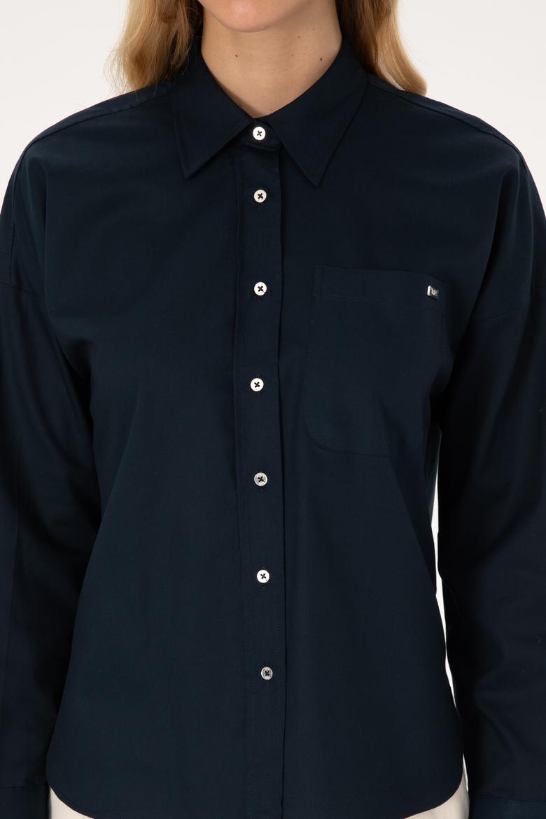 Kadın Lacivert Uzun Kollu Gömlek - 50316377020