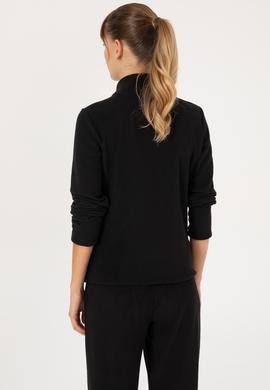 Kadın Siyah Fermuarlı Dik Yaka Polar Sweatshirt - 50316729007