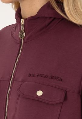 Kadın Bordo Fermuarlı Kapüşonlu Sweatshirt - 50309102013