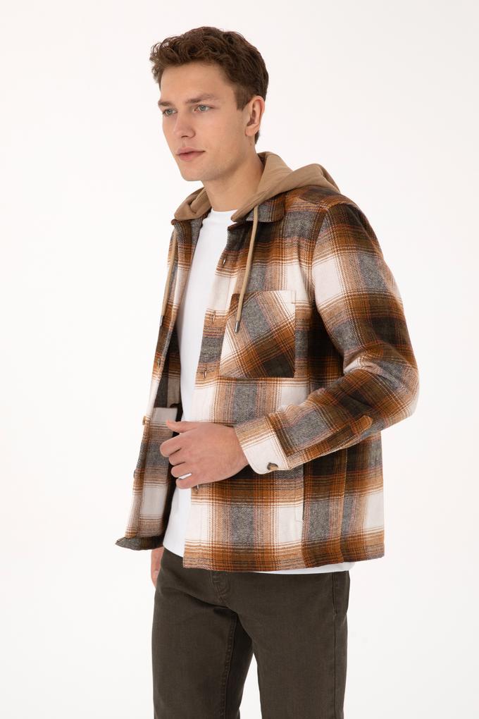 Erkek Camel Kapüşonlu Gömlek