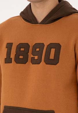 Erkek Regular Fit Kapüşonlu Şardonlu Açık Haki Sweatshirt - 50316359057