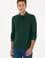 Erkek Slim Fit Polo Yaka Koyu Yeşil Basic Sweatshirt