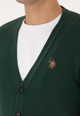 Erkek Koyu Yeşil Basic Triko Hırka - 50307952069