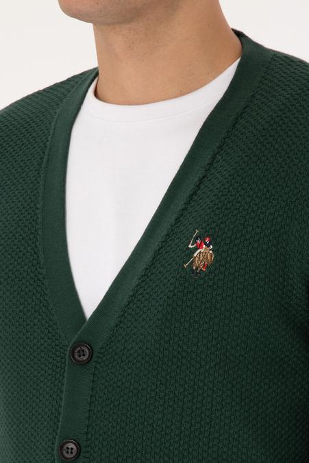 Erkek Koyu Yeşil Basic Triko Hırka