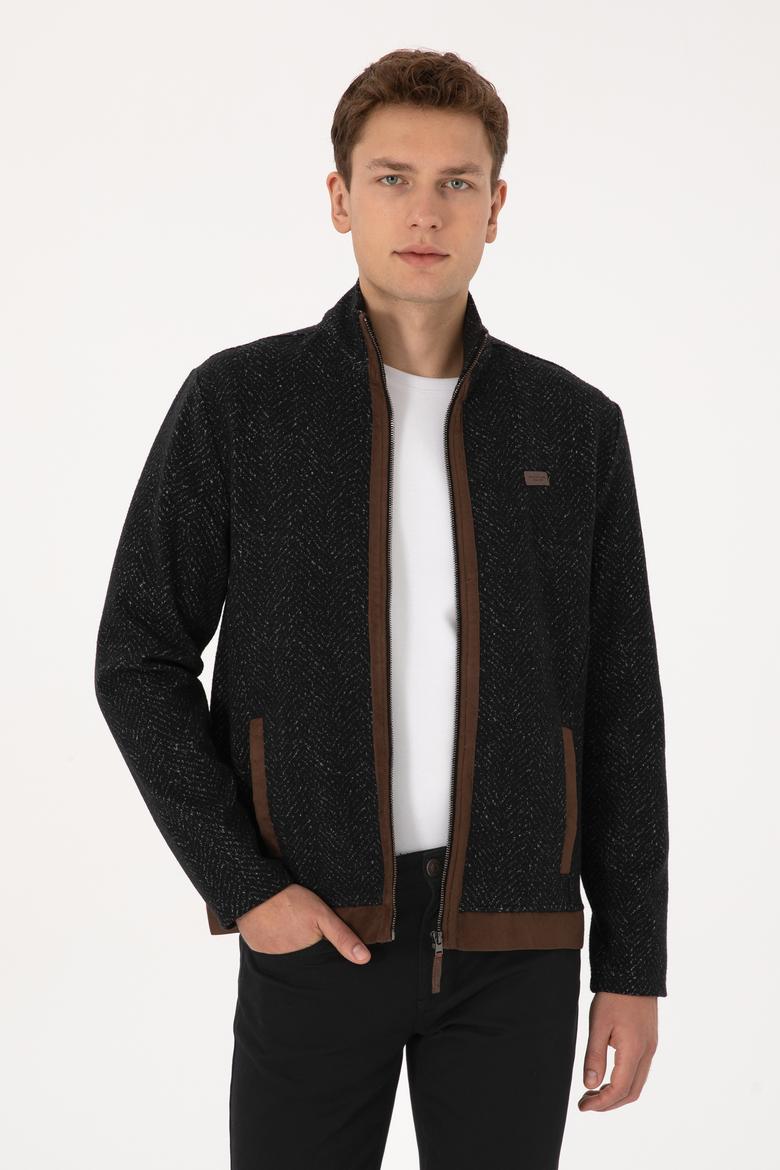 Erkek Siyah Örme Hırka - 50310000026