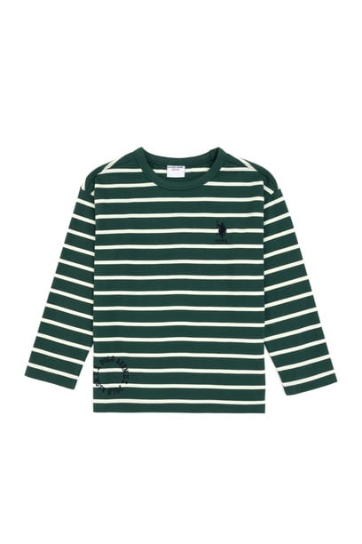 Erkek Çocuk Koyu Yeşil Bisiklet Yaka Sweatshirt