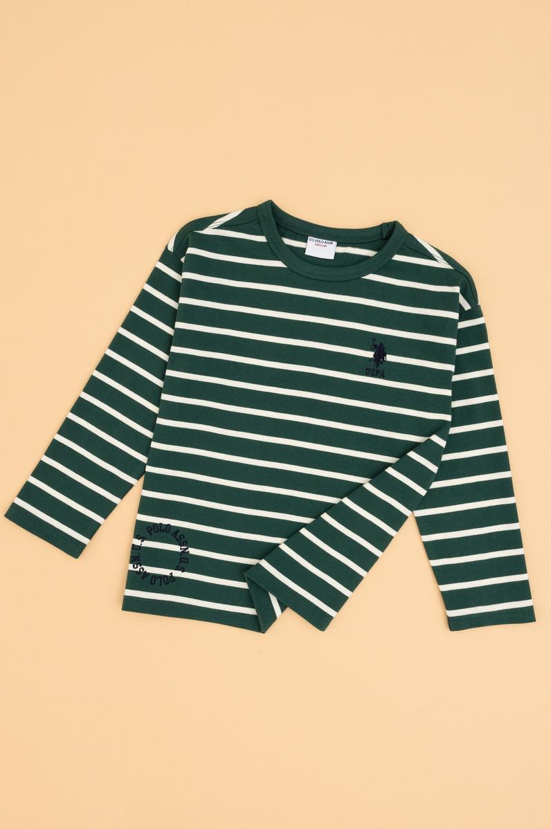 Erkek Çocuk Koyu Yeşil Bisiklet Yaka Sweatshirt