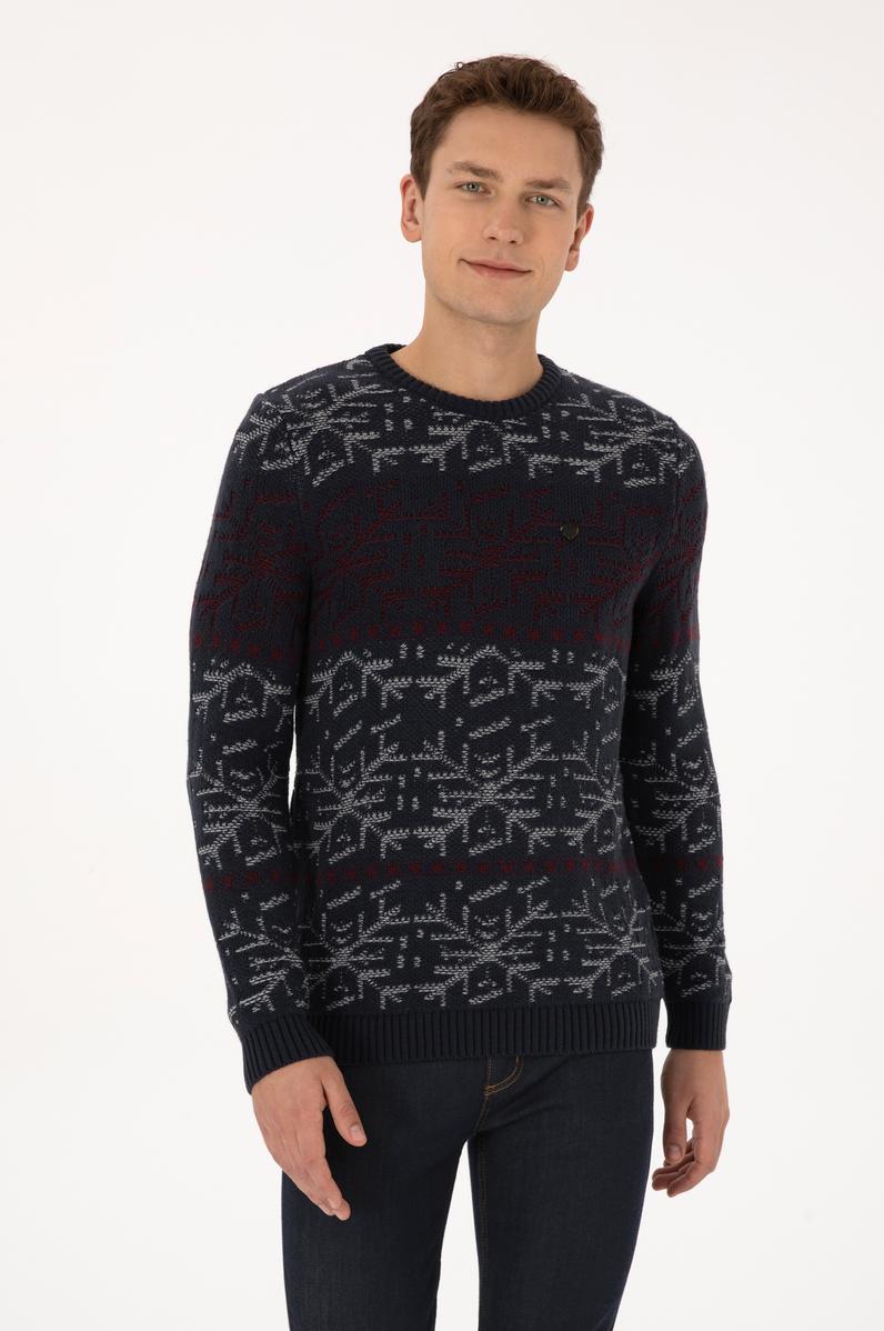 Erkek Açık Lacivert Kazak